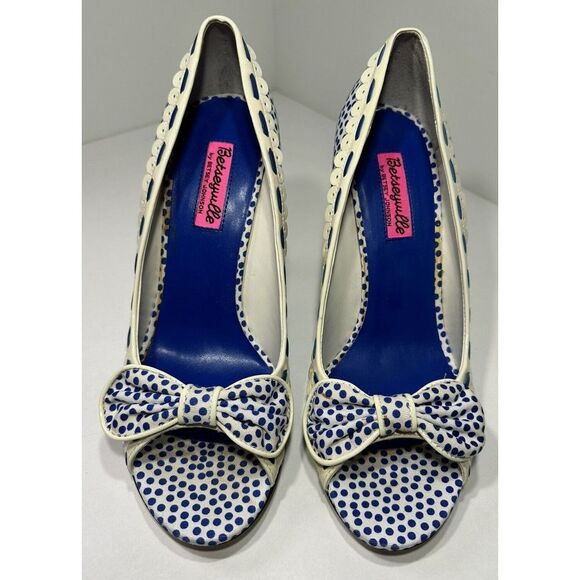Betsey Johnson Shoes - Betseyville by‎ Betsey Johnson Valyn Blue Polka Dots Bow Pumps 9M